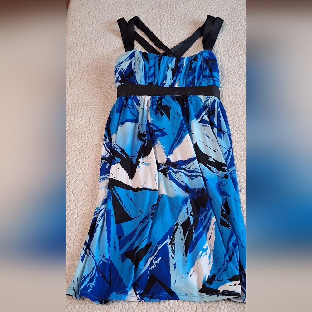 City studios dress size small blue and white